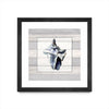 \"Muted Blue Sea Conch On Wood\" Matted and Framed Black 36x36 Wall Art