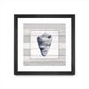 \"Muted Blue Shell On Wood\" Matted and Framed Black 30x30 Wall Art