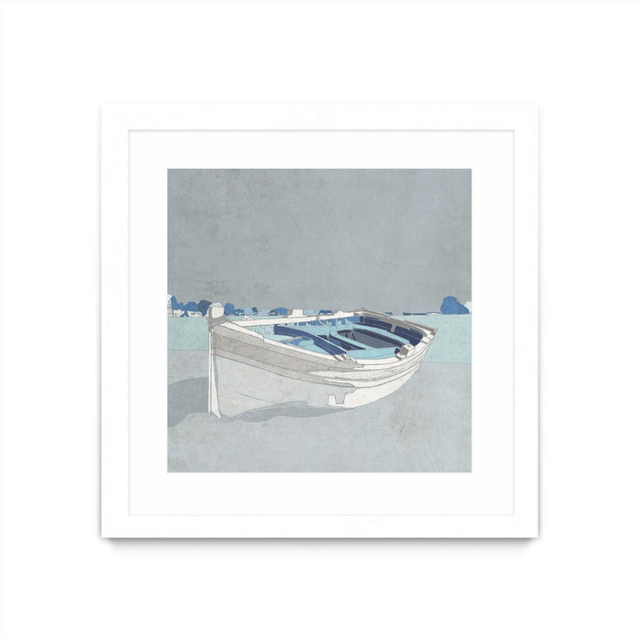 \"Docked Ashore Ii\" Matted and Framed White 30x30 Wall Art