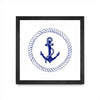 \"Blue Nautical Circle I\" Matted and Framed Black 36x36 Wall Art