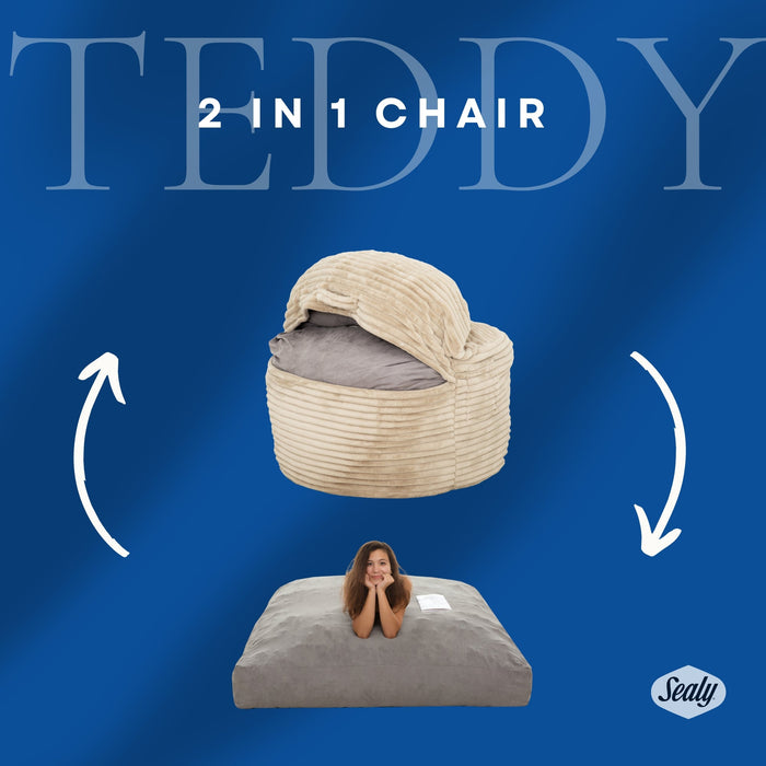 Sealy Teddy Corduroy High Density Foam Bean Bag Chair - Beige