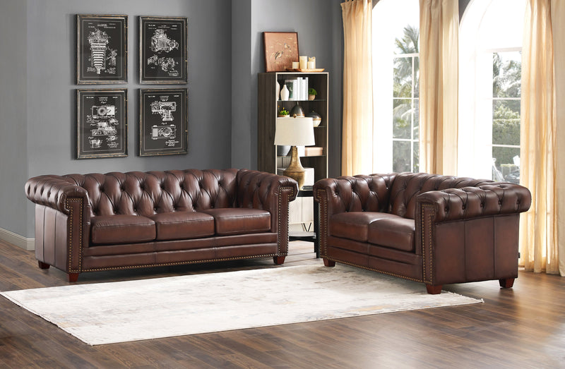 Hydeline Standwood Leather Loveseat - Brown
