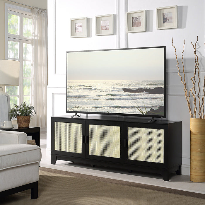 Manhattan Comfort Sheridan 62.99\" Modern Cane TV Stand - Black
