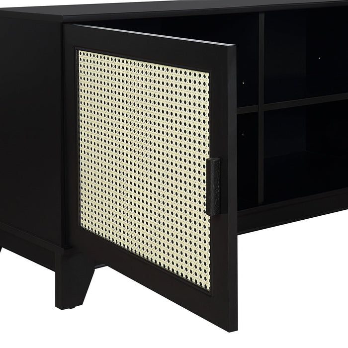 Manhattan Comfort Sheridan 62.99\" Modern Cane TV Stand - Black