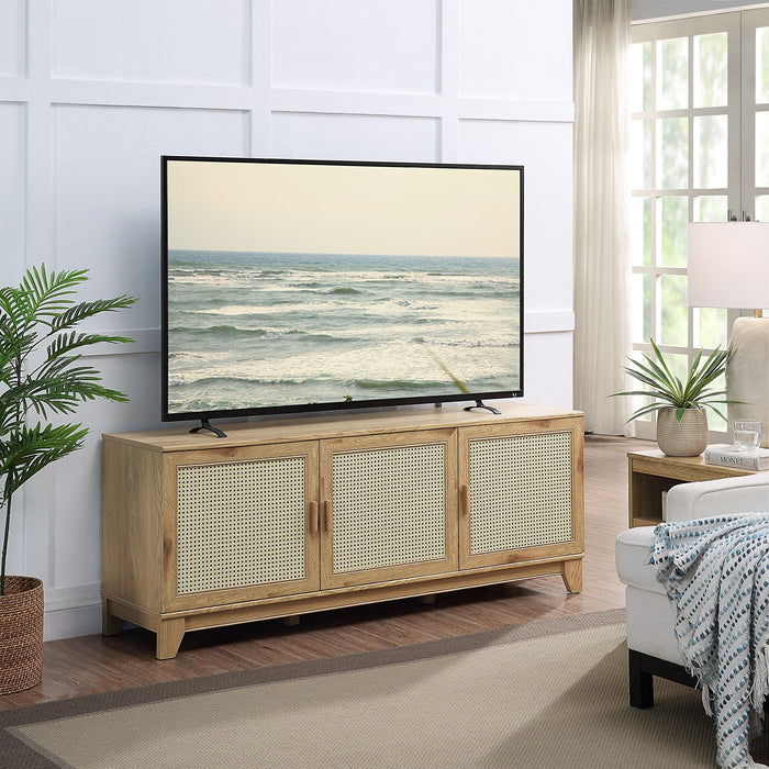 Manhattan Comfort Sheridan 62.99\" Modern Cane TV Stand - Natural
