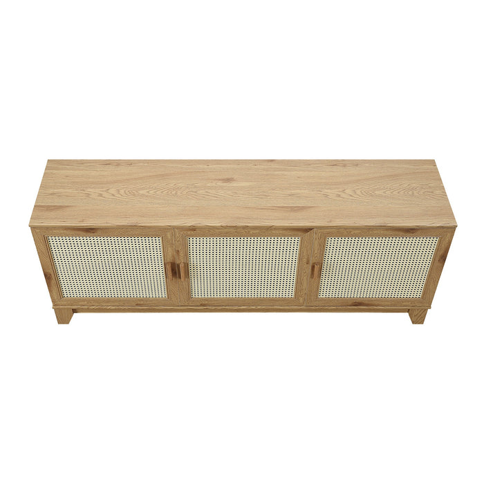 Manhattan Comfort Sheridan 62.99\" Modern Cane TV Stand - Natural