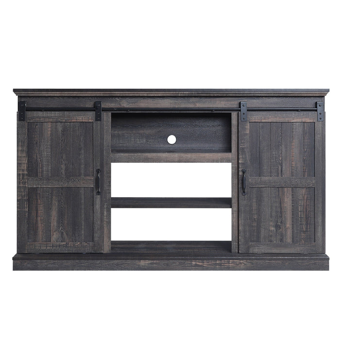 Manhattan Comfort Myrtle 60\" TV Stand with 2 Sliding Doors - Heavy Brown