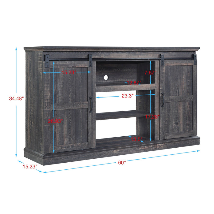 Manhattan Comfort Myrtle 60\" TV Stand with 2 Sliding Doors - Heavy Brown