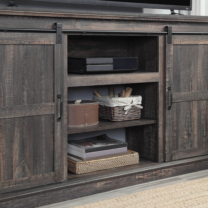 Manhattan Comfort Myrtle 60\" TV Stand with 2 Sliding Doors - Heavy Brown