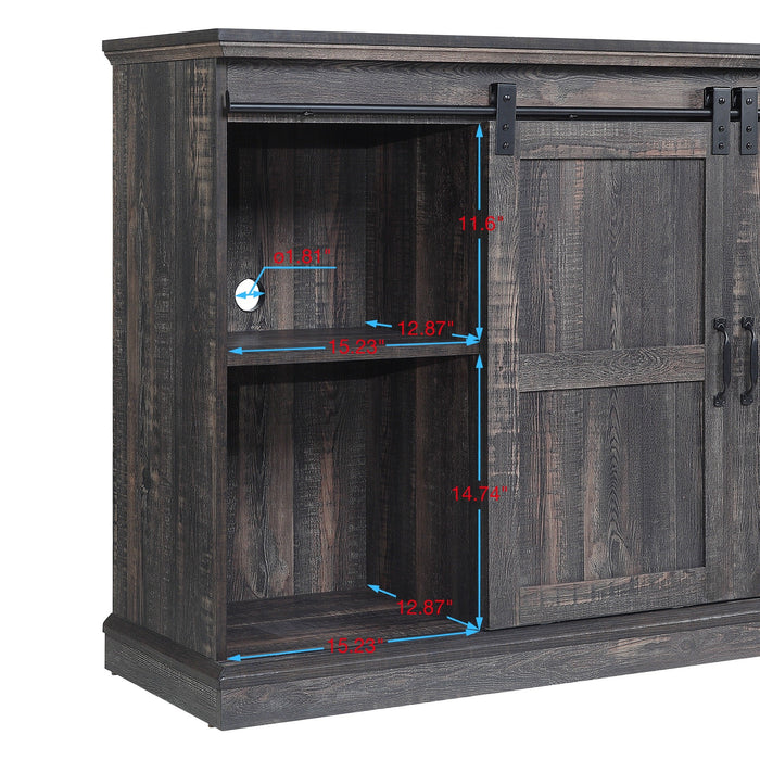 Manhattan Comfort Myrtle 60\" TV Stand with 2 Sliding Doors - Heavy Brown
