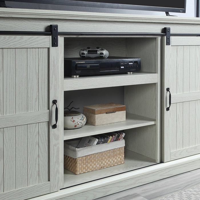 Manhattan Comfort Myrtle 60\" TV Stand with 2 Sliding Doors - Cream Oak
