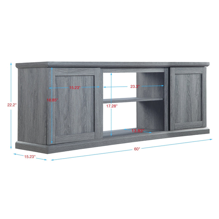 Manhattan Comfort Franklin 60\" TV Stand with 2 Doors & Open Shelves - Grey