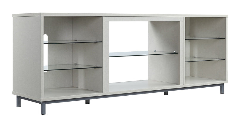 Manhattan Comfort Brighton 60\" TV Stand with Glass Shelves & Media Wire Management - Beige