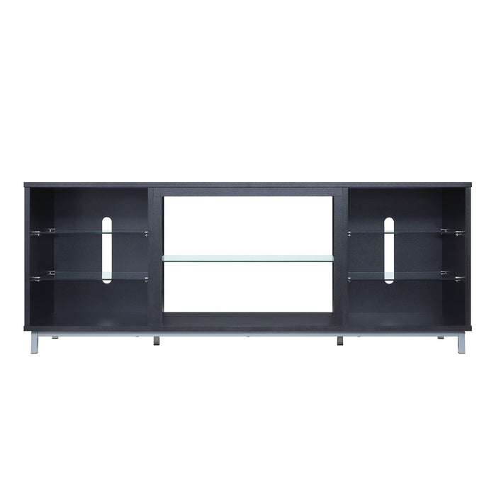 Manhattan Comfort Brighton 60\" TV Stand with Glass Shelves & Media Wire Management - Onyx