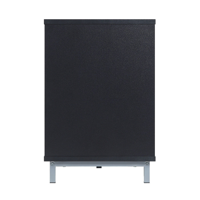 Manhattan Comfort Brighton 60\" TV Stand with Glass Shelves & Media Wire Management - Onyx