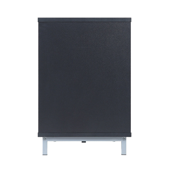 Manhattan Comfort Brighton 60\" TV Stand with Glass Shelves & Media Wire Management - Onyx