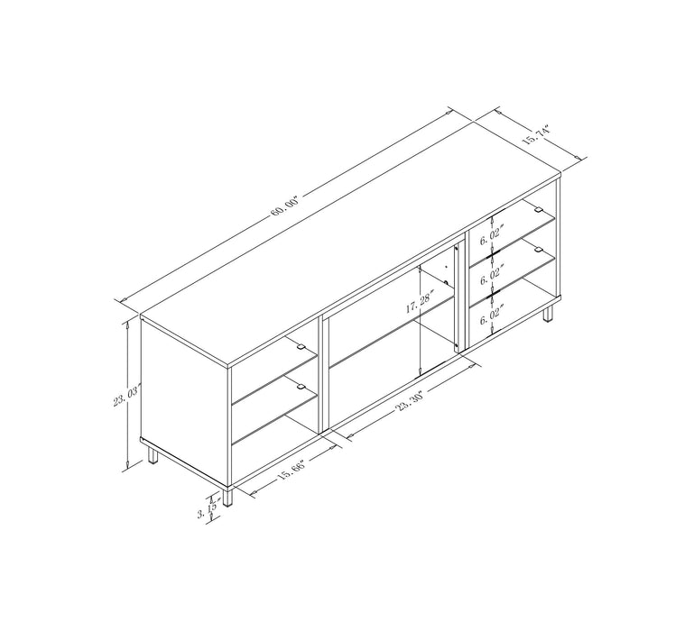 Manhattan Comfort Brighton 60\" TV Stand with Glass Shelves & Media Wire Management - Onyx