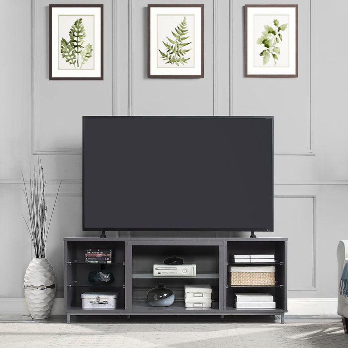 Manhattan Comfort Brighton 60\" TV Stand with Glass Shelves & Media Wire Management - Grey