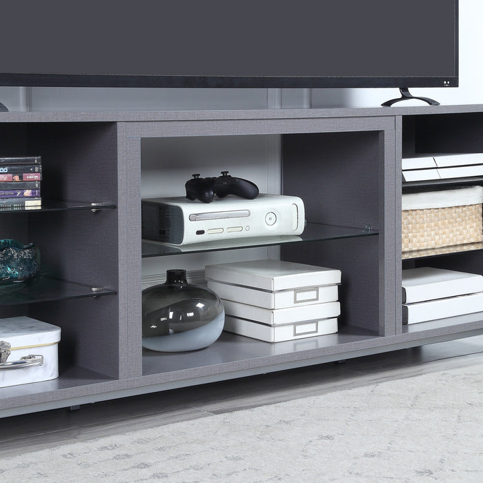 Manhattan Comfort Brighton 60\" TV Stand with Glass Shelves & Media Wire Management - Grey