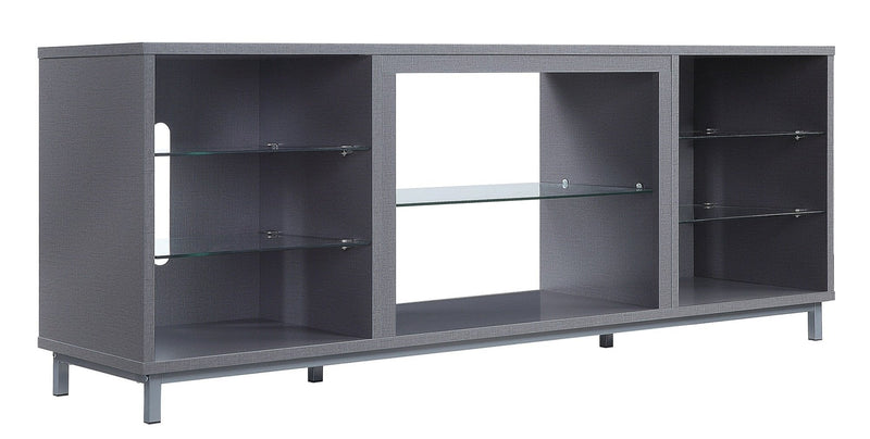 Manhattan Comfort Brighton 60\" TV Stand with Glass Shelves & Media Wire Management - Grey