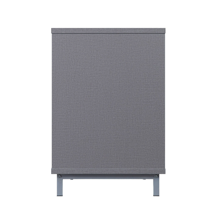 Manhattan Comfort Brighton 60\" TV Stand with Glass Shelves & Media Wire Management - Grey