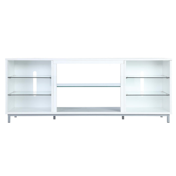 Manhattan Comfort Brighton 60\" TV Stand with Glass Shelves & Media Wire Management - White