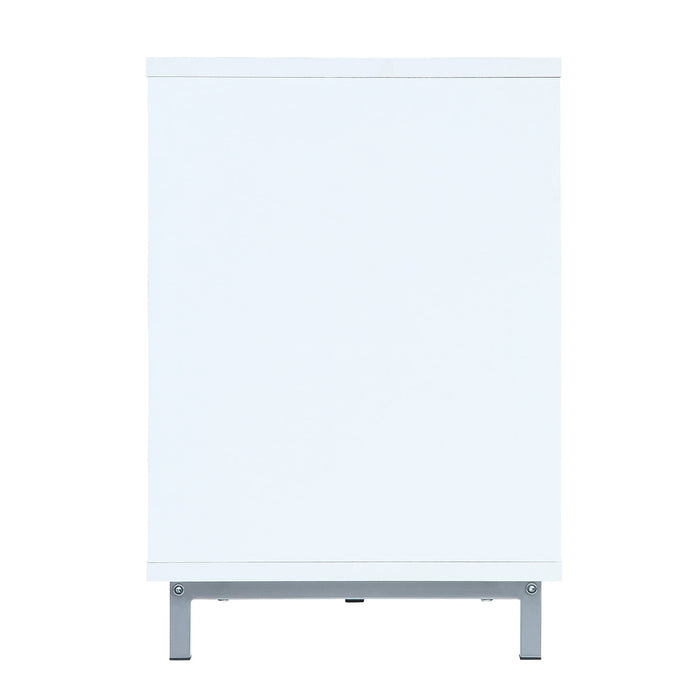 Manhattan Comfort Brighton 60\" TV Stand with Glass Shelves & Media Wire Management - White