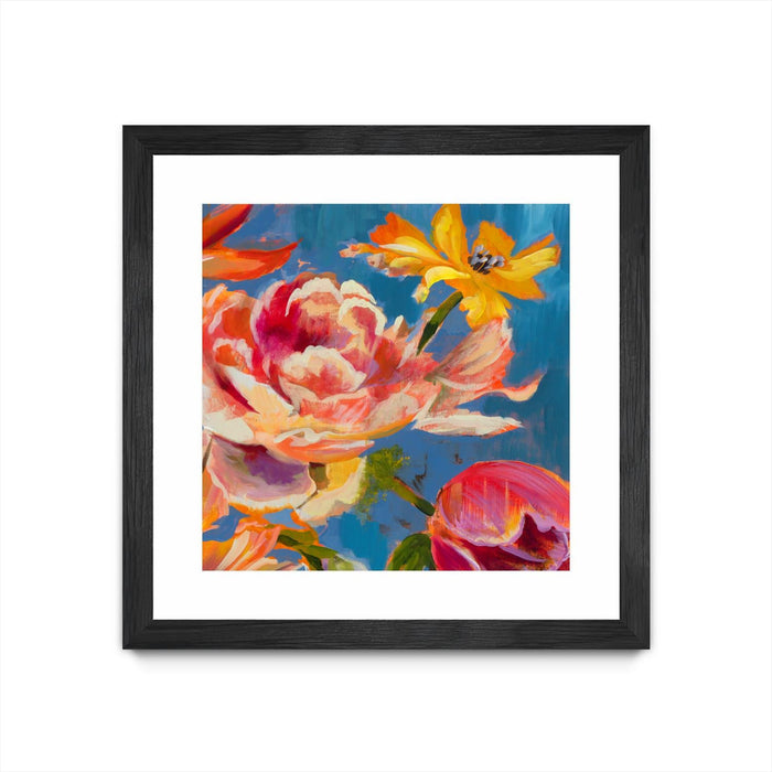 \"Spring Bouquet V31\" Matted and Framed Black 30x30 Wall Art