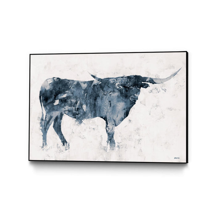 \"Longhorn V2\" Canvas Framed Black 36x24 Wall Art