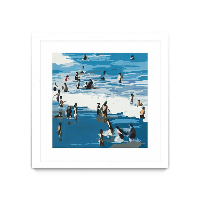 \"Surf's Up\" Matted and Framed White 30x30 Wall Art