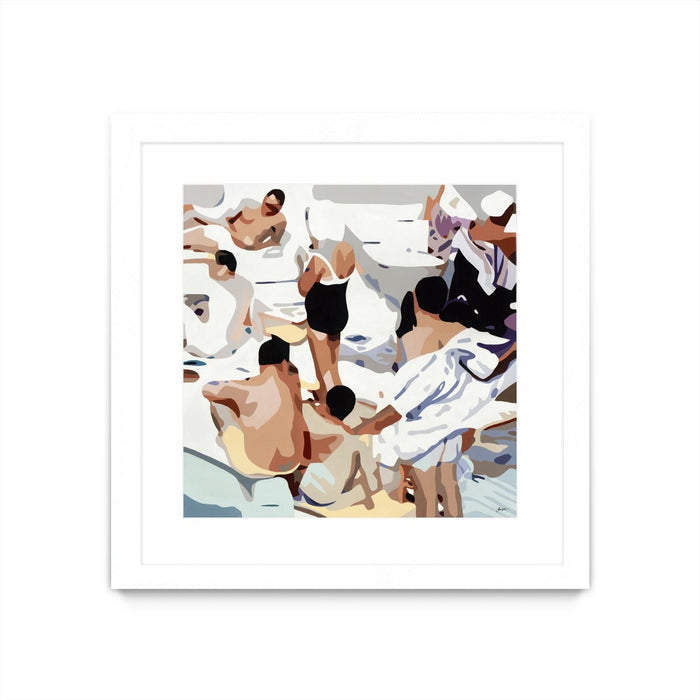 \"Tammy & Greg's Pool Party\" Matted and Framed White 30x30 Wall Art