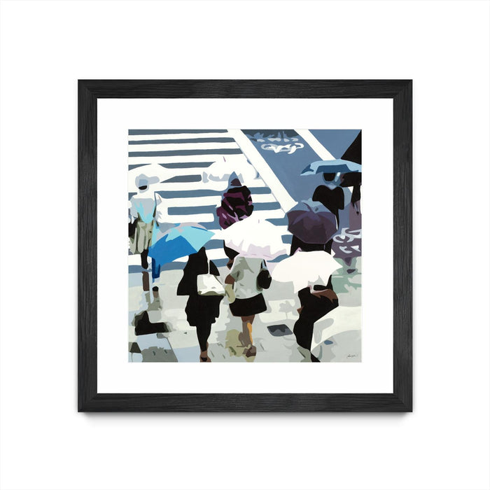\"April Showers\" Matted and Framed Black 30x30 Wall Art