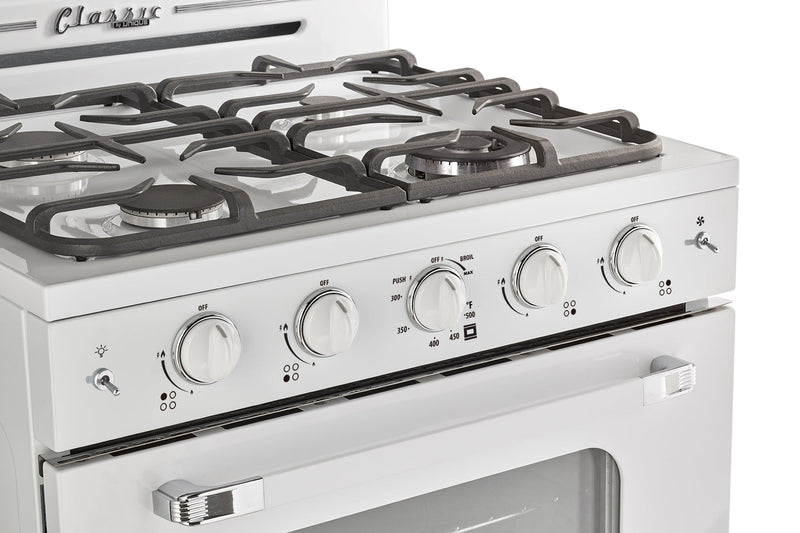 Classic Retro by Unique 30-Inch Convection Gas Range - UGP-30CR W 