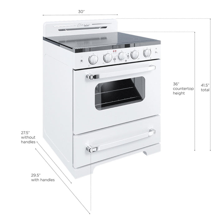 Classic Retro By Unique 30-Inch Convection Electric Range - UGP-30CR EC W 