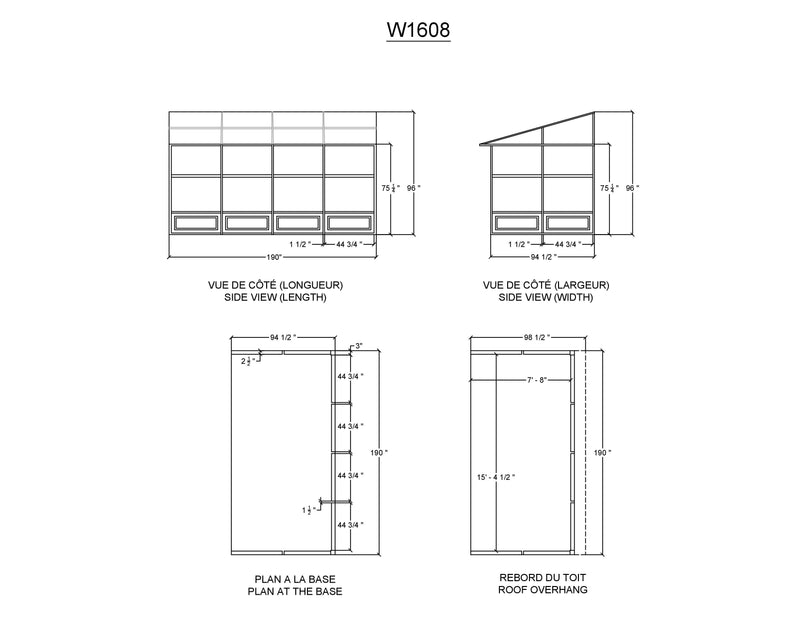 Gazebo Penguin Florence - Wall Mounted Solarium 8x16 Metal Roof