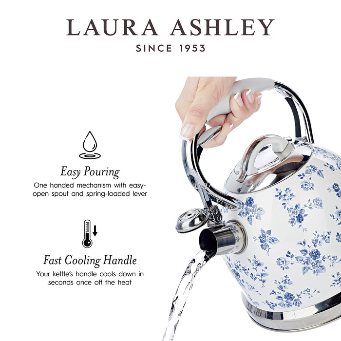 Laura Ashley Stainless Steel Stovetop China Rose Tea Kettle - VQ-SBNK057-LACR-CA