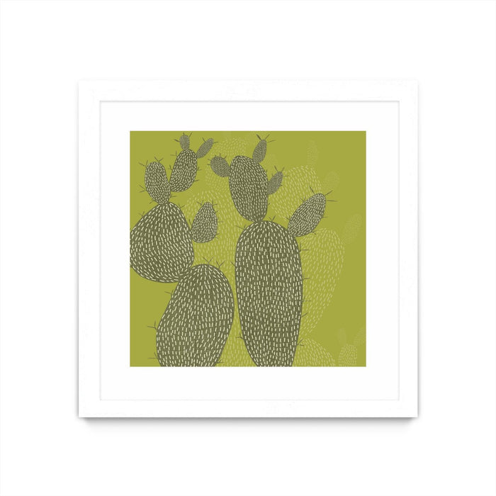 \"Opuntia I\" Matted and Framed White 36x36 Wall Art