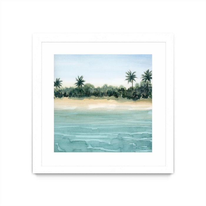 \"Paradis Ii\" Matted and Framed White 30x30 Wall Art
