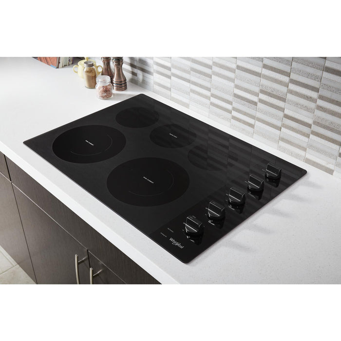 Whirlpool 30\" Electric Ceramic Glass Cooktop with Two Dual Radiant Elements - WCE77US0HB