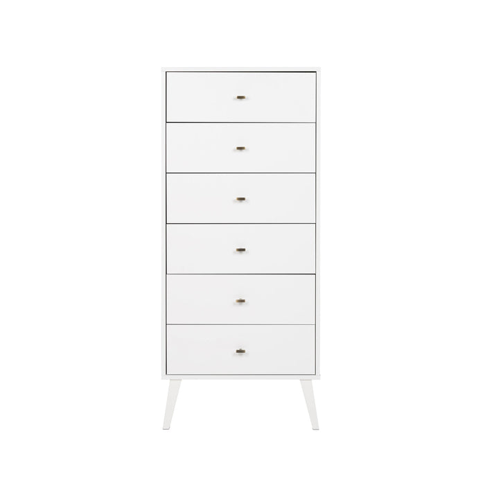 Milo Tall 6-Drawer Chest - White