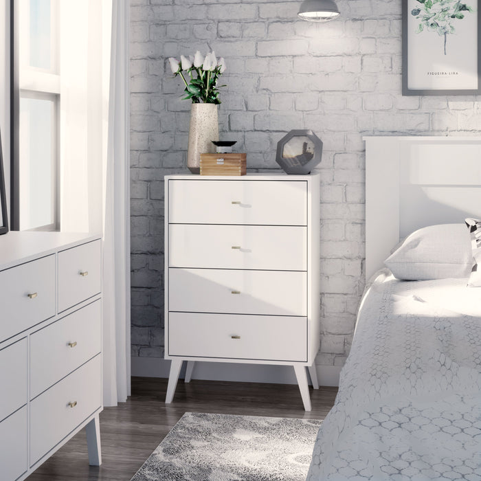 Milo Tall 4-Drawer Chest - White