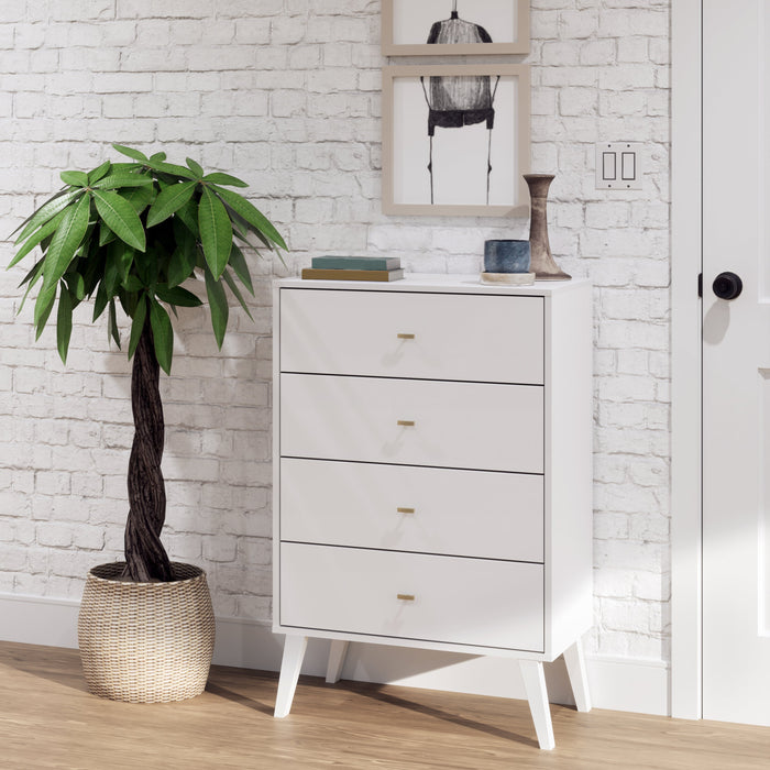 Milo Tall 4-Drawer Chest - White