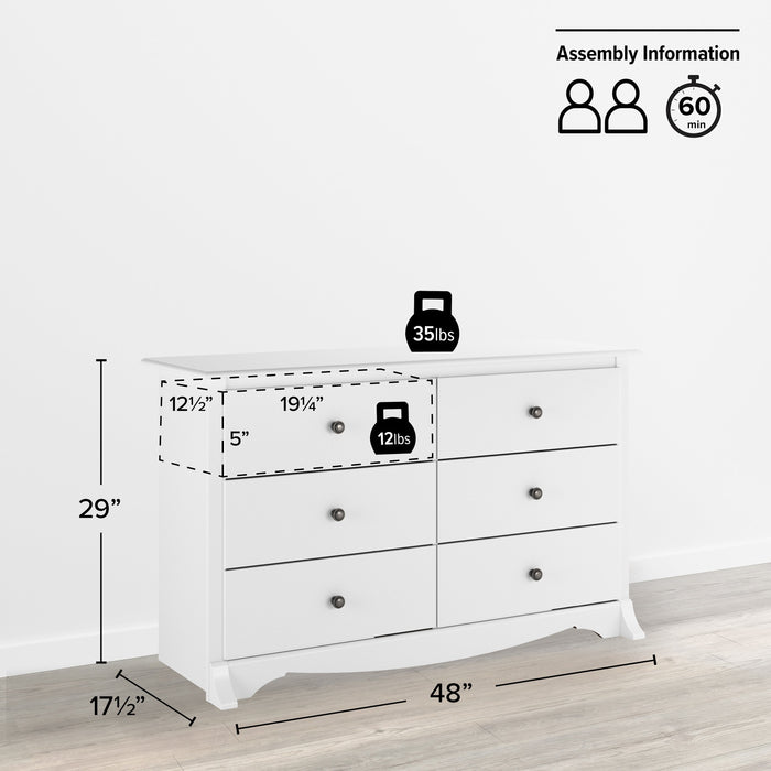 Monterey Kids 6-Drawer Dresser - White