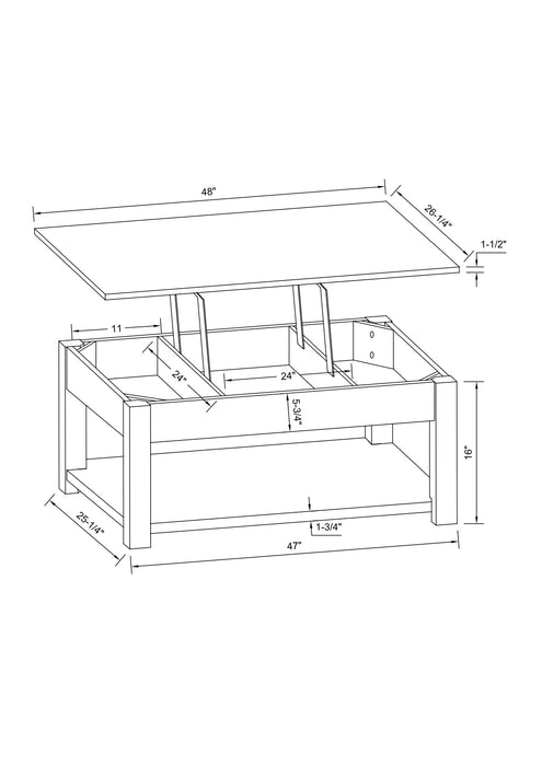 Sicily Coffee Table with Lift-Top and Casters – Beige
