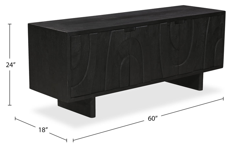 Abbot 72\" Modern TV Stand with Storage and Cable Management for TVs up to 80” - Black