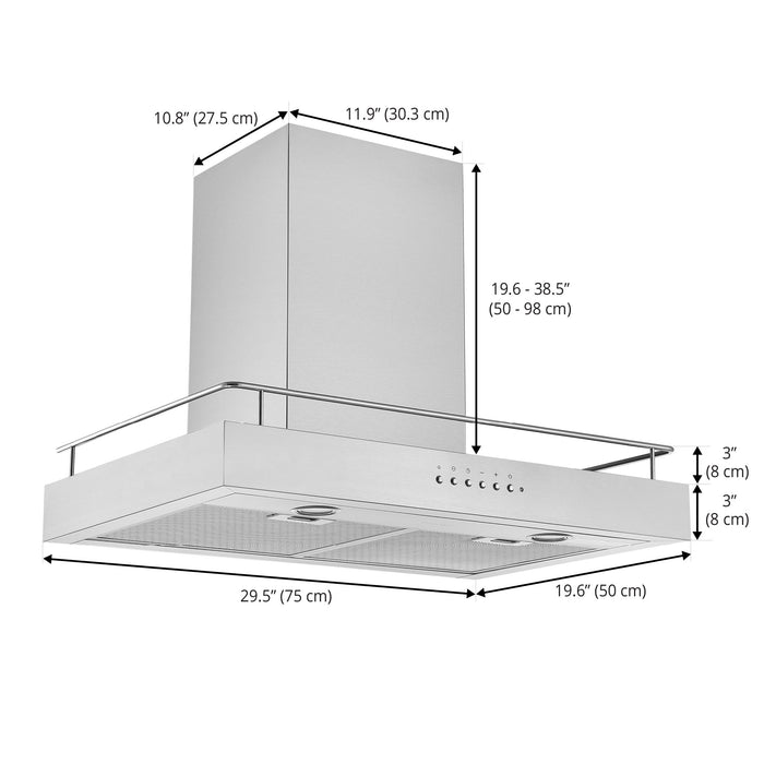 Ancona 30\" Convertible Wall-Mounted Range Hood - AN-1568 