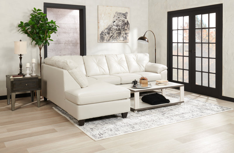 Made in Canada Addison 2-Piece Left-Facing Leather-Look Fabric Sectional with Removable Seat Cushions - Beige 