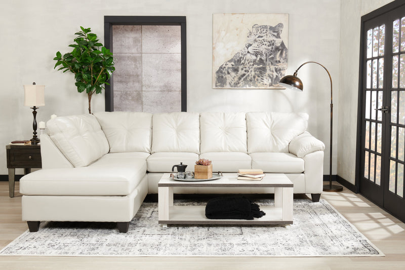 Made in Canada Addison 2-Piece Left-Facing Leather-Look Fabric Sectional with Removable Seat Cushions - Beige 