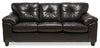 Made in Canada Addison 86\" Leather-Look Fabric Sofa with Removable Seat Cushion and Tufting - Blackberry Black 