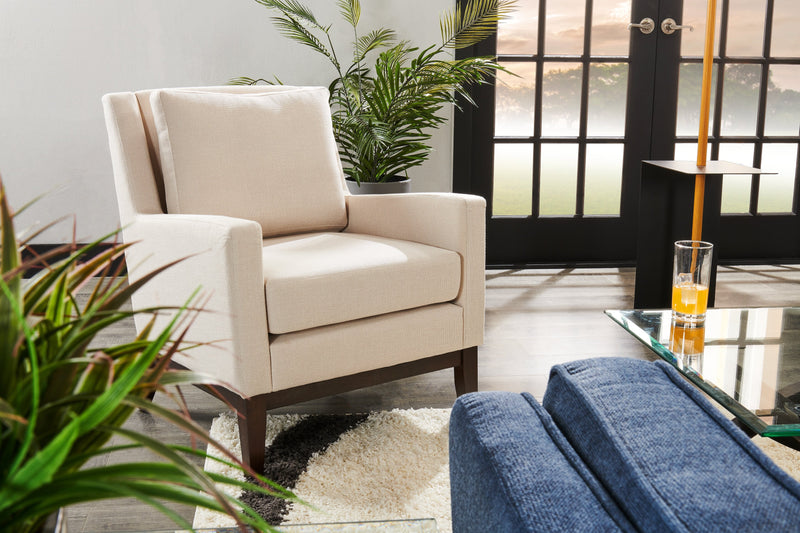 Adel Linen-Look Fabric Accent Chair - Beige
